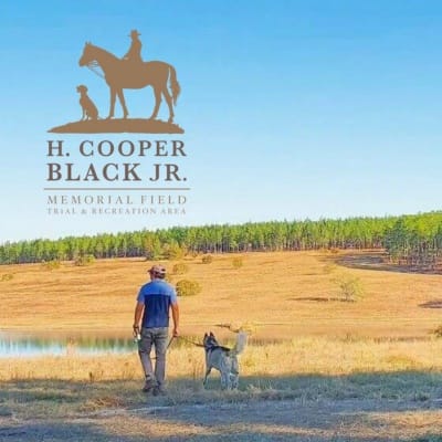 H. Cooper Black Jr. image of man walking with dog.